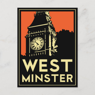 westminster retro art deco travel poster postcard