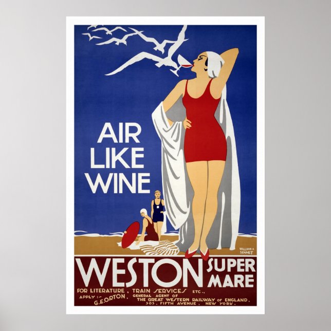 Weston-Super-Mare Vintage Travel Poster (Front)