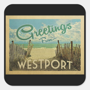 Westport Connecticut Beach Vintage Travel Square Sticker
