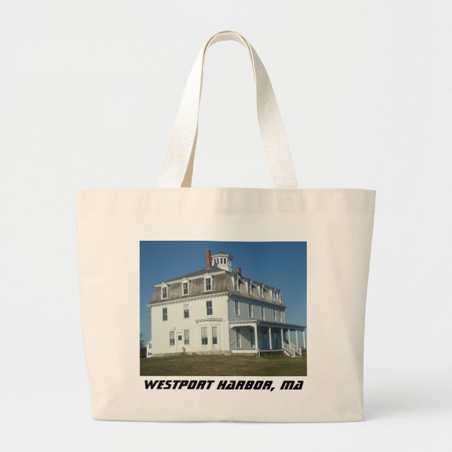 Westport Harbour, MA Large Tote Bag (Front)