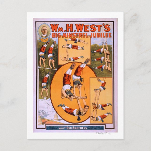 West's Big Minstrel JubileeGymnasts Poster Postcard (Front)