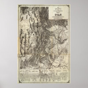 West's New Sectional and Topographical Map Of Utah Poster