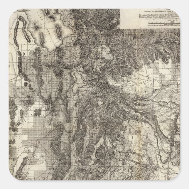 West's New Sectional and Topographical Map Of Utah Square Sticker (Front)