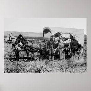 WESTWARD FAMILY IN COVERED WAGON c. 1886 Poster