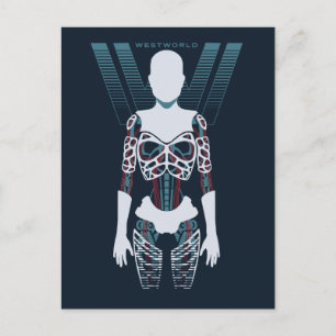 Westworld   Android Skeleton Over Logo Postcard