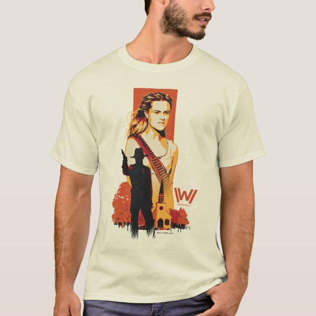 Westworld | Wyatt & Man in Black at White Church T-Shirt (Front)