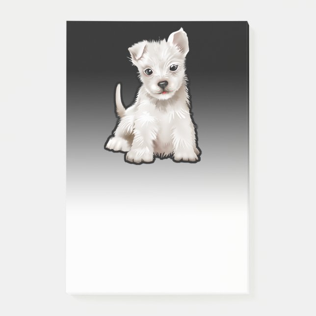 Westy puppy custom black fade Post-it note block (Front)