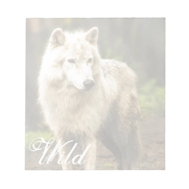 Wet Arctic Wolf in Spring Photo Notepad (Front)