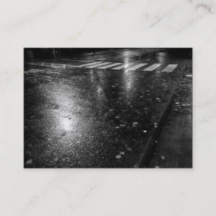 Wet Autumn Road at Night Business Card