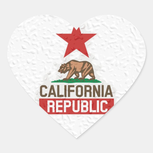 Wet California Republic Heart Sticker (Front)