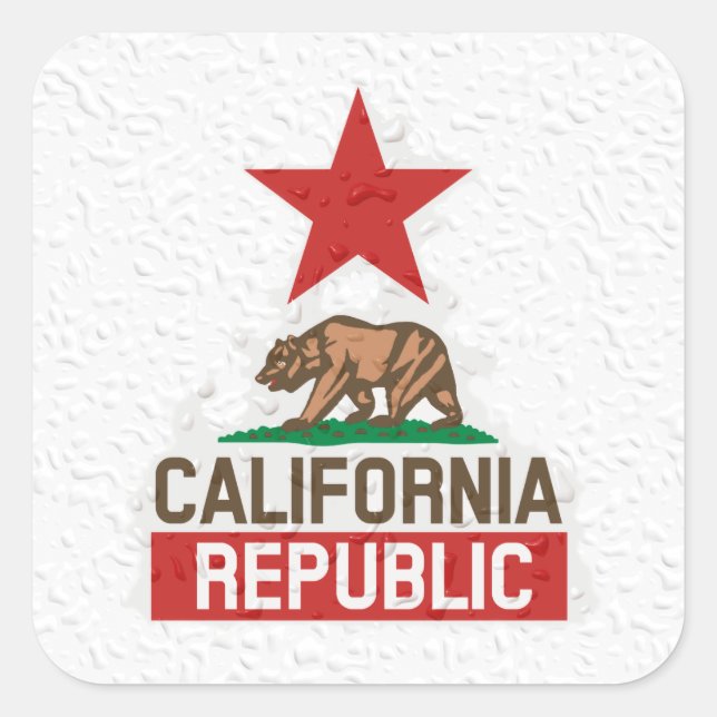 Wet California Republic Square Sticker (Front)