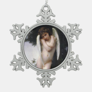 Wet Cupid (L’Amour Mouillé) Snowflake Pewter Christmas Ornament