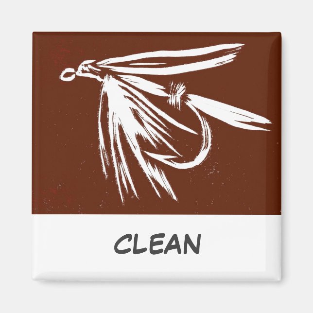 "Wet Fly" Dish Washer Status Magnet (Front)