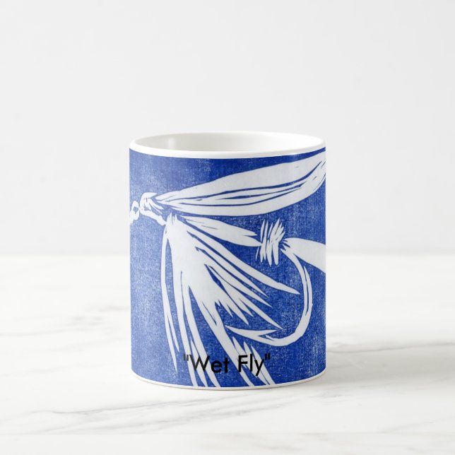 "Wet Fly on blue" Classic Trout Fly Mug (Center)