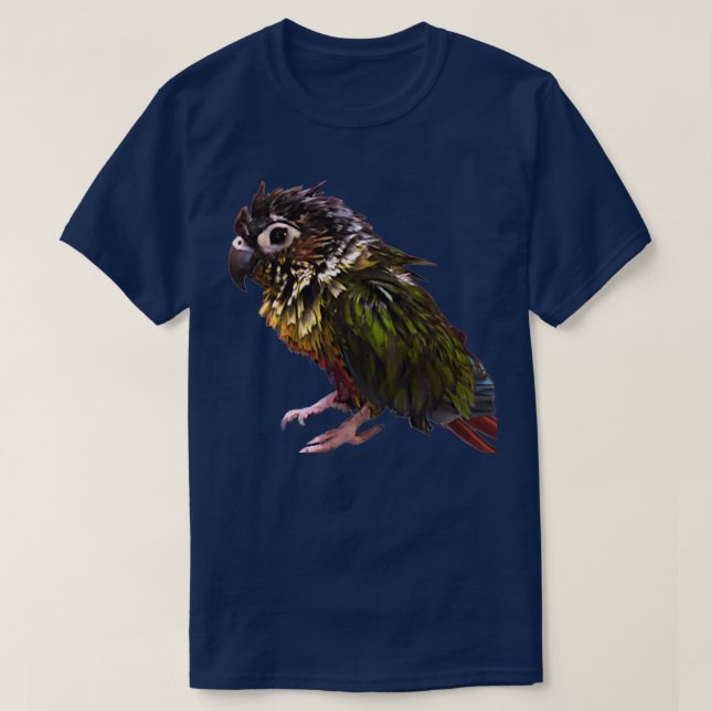 Wet Green Cheek Conure design Bathed Conure Wet Sm T-Shirt (Design Front)