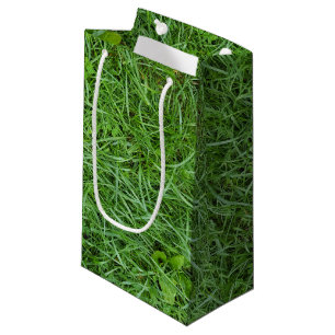 wet green grass and clover small gift bag