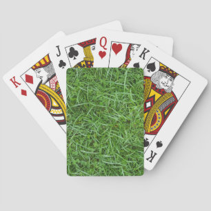 wet green grass sod playing cards