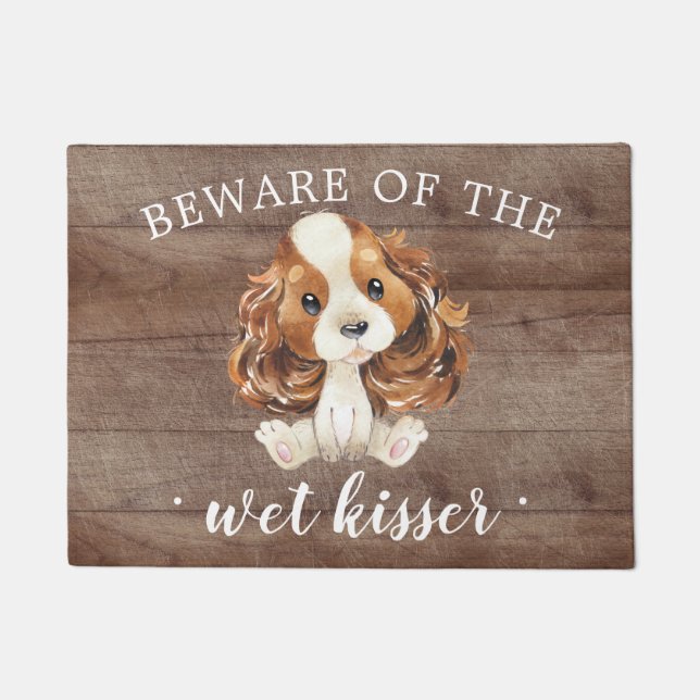 Wet Kisser Cavalier King Charles Spaniel Door Mat (Front)
