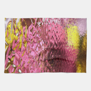 Wet Look Pink Abstract Reflection Tea Towel