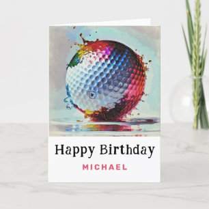 *~*  Wet Metallic AP94 Golf Ball  Birthday Card
