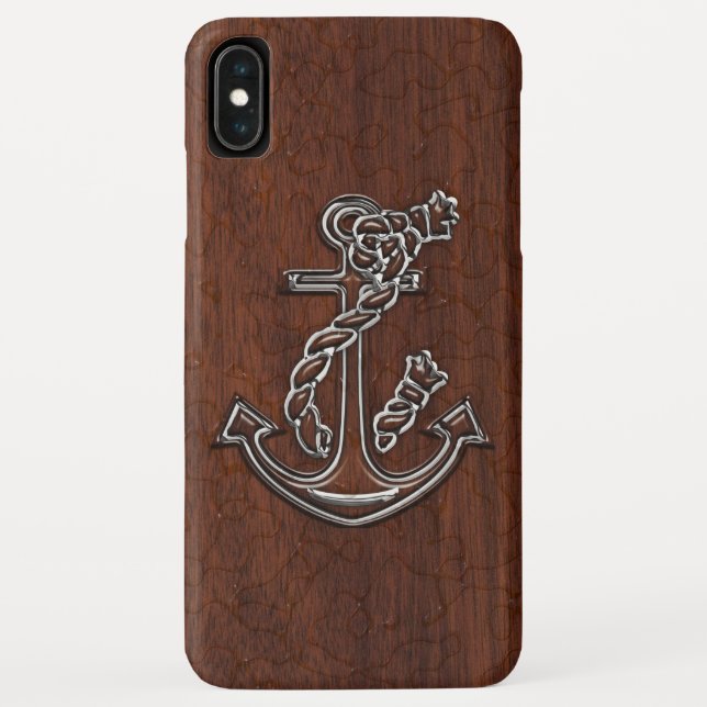 Wet Nautical Mahogany Anchor Steel Case-Mate iPhone Case (Back)