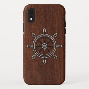 Wet Nautical Mahogany Anchor Steel iPhone XR Case