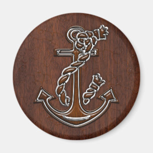 Wet Nautical Mahogany Anchor Steel Decor Magnet