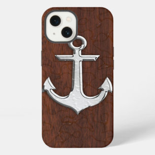 Wet Nautical Mahogany Anchor Steel iPhone Case
