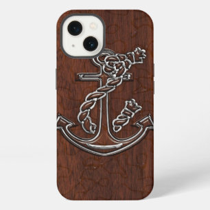 Wet Nautical Mahogany Anchor Steel iPhone 13 Case