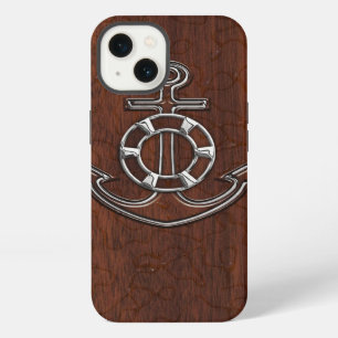 Wet Nautical Mahogany Anchor Steel iPhone 13 Case