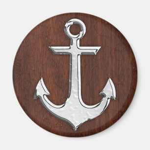 Wet Nautical Mahogany Anchor Steel Magnet