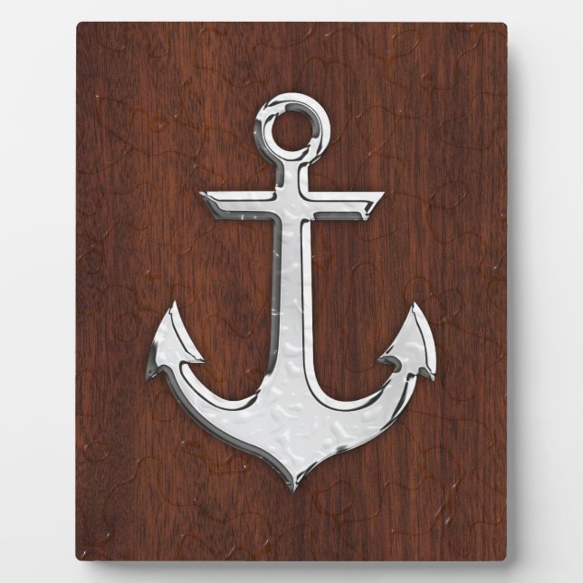Wet Nautical Mahogany Anchor Steel Plaque (Front)