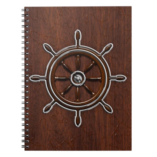 Wet Nautical Mahogany Nautical Wheel Notebook (Front)