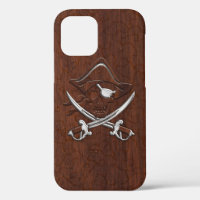 Wet Nautical Mahogany Pirate Skull Steel