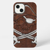Wet Nautical Mahogany Pirate Skull Steel