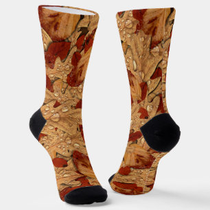 Wet Oak Leaves Autumn Socks