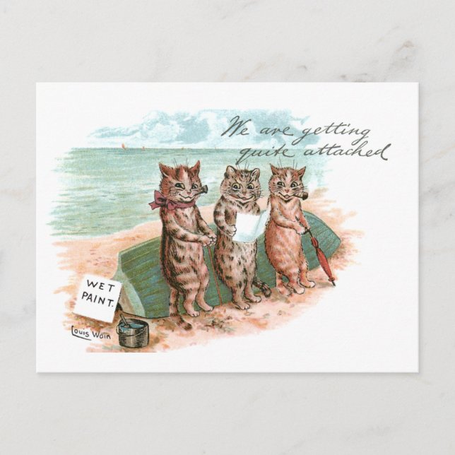 Wet Paint Cats Louis Wain Postcard (Front)