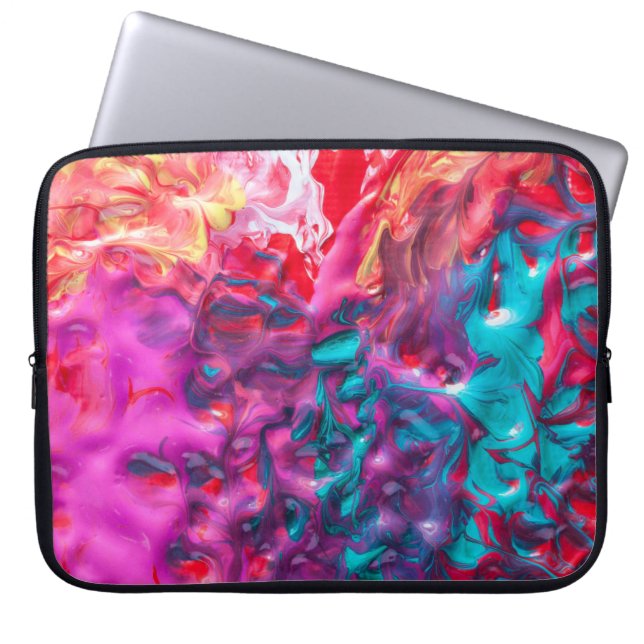Wet paint colorful abstract art palette laptop sleeve (Front)