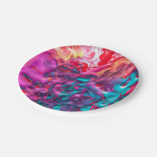 Wet paint colourful abstract art palette paper plate