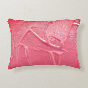 Wet paint coral pink drip texture look decorative cushion
