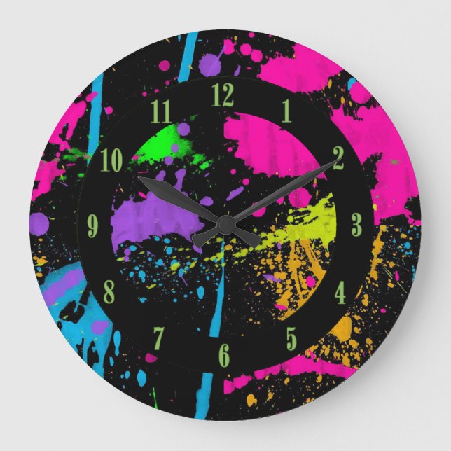 Wet Paint Retro Color Splash Wall Clock (Front)