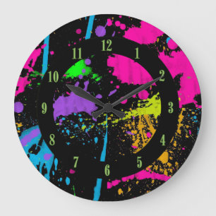Wet Paint Retro Colour Splash Wall Clock