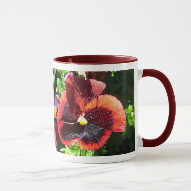 Wet Pansy Customisable Mug with quote (Right)