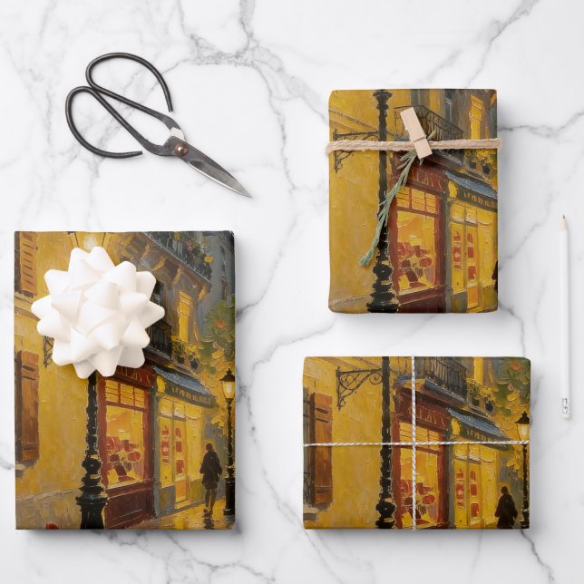 Wet Parisian Street Wrapping Paper (Front)