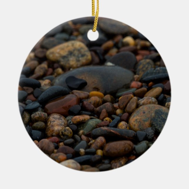 Wet Pebbles Ceramic Ornament (Front)