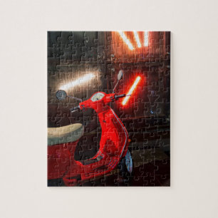 Wet Red Bike Jigsaw Puzzle