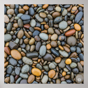 Wet River Pebbles Poster