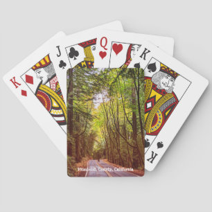 Wet Road Through Green Trees in Humboldt Autumn Playing Cards