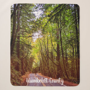 Wet Road Through Green Trees in Humboldt Autumn Sherpa Blanket