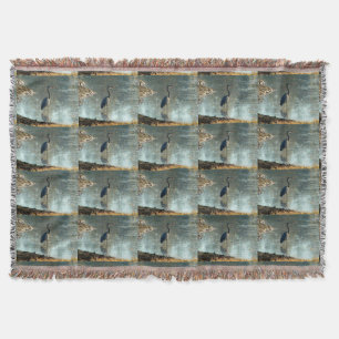 Wetlands Crane Wading in a Pond Throw Blanket